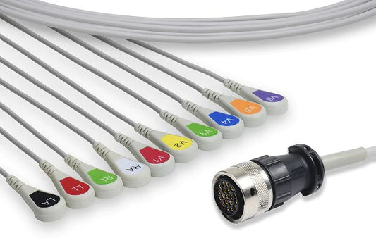 Mortara > Quinton Compatible Direct-Connect EKG Cable - 10 Leads Snap 11 ft