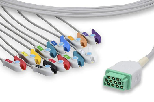 GE Healthcare > Marquette Compatible Direct-Connect EKG Cable - 10 Leads Pinch/Grabber 10 ft