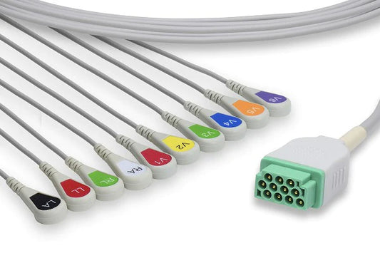 GE Healthcare > Marquette Compatible Direct-Connect EKG Cable - 10 Leads Snap 10 ft