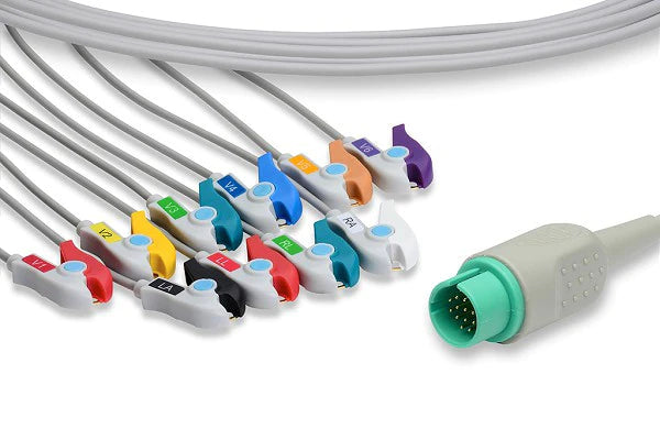 Spacelabs Compatible Direct-Connect EKG Cable - 10 Leads Pinch/Grabber 10 ft