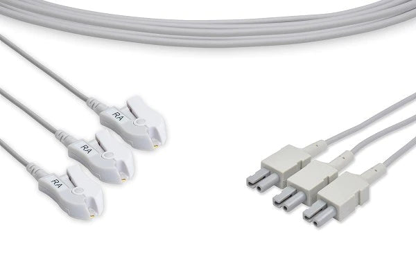 Philips Compatible ECG Leadwire - M1524A - 3 Leads Pinch/Grabber, 35", White