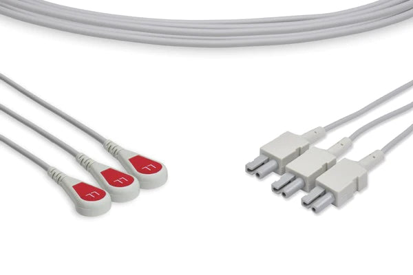 Philips Compatible ECG Leadwire - M1549A - 3 Leads Snap, 60", Red