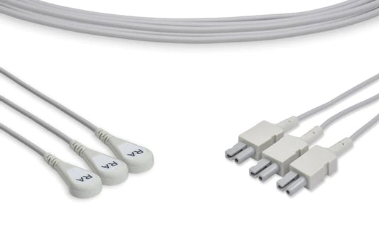 Philips Compatible ECG Leadwire - M1544A - 3 Leads Snap, 35", White