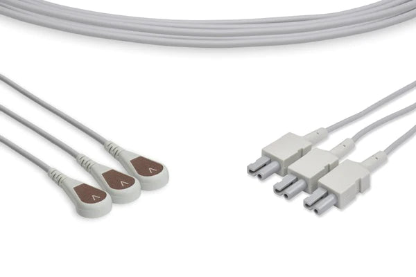 Philips Compatible ECG Leadwire - M1546A - 3 Leads Snap, 35", Brown