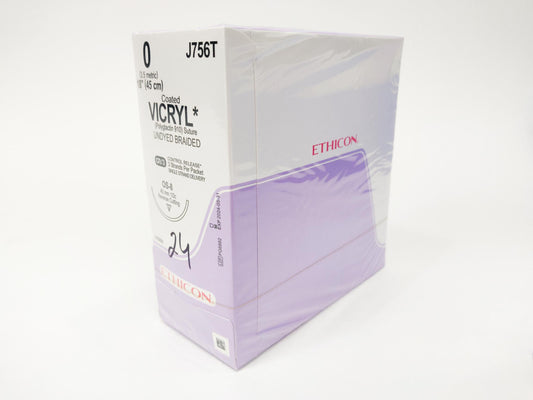 Ethicon J756T Coated Vicryl (Polyglactin 910) Suture Undyed Braided (EXP 05-31-2024)