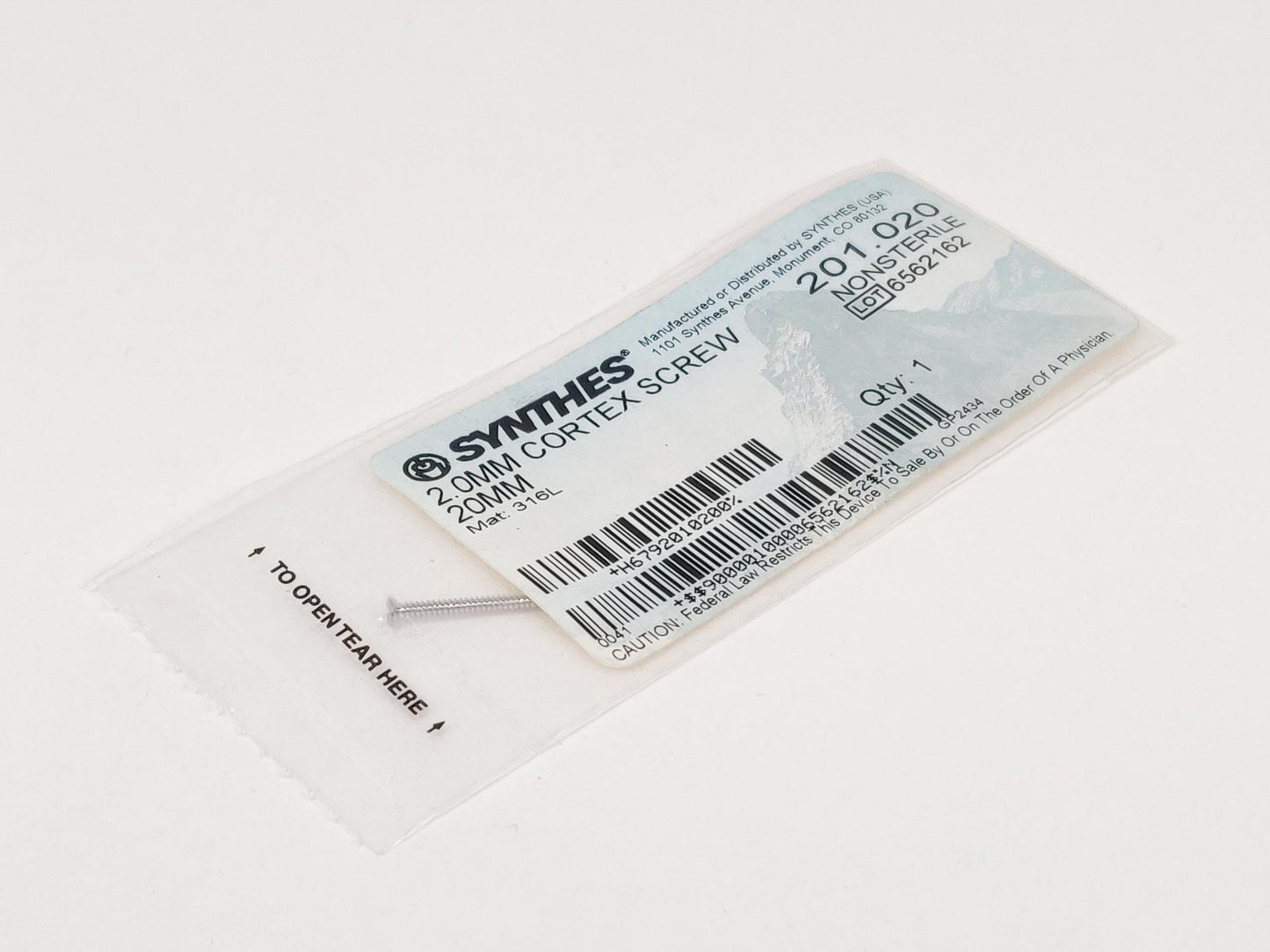 Synthes 201.020 2.0MM Cortex Screw 20MM