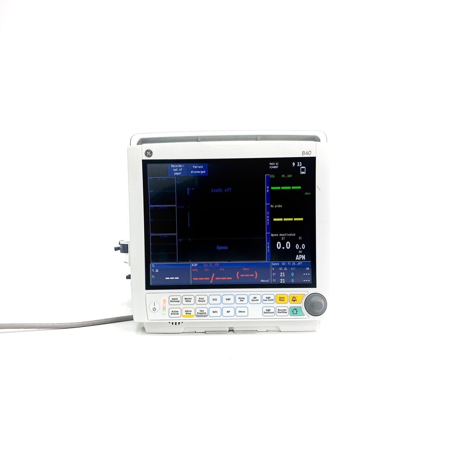 GE B40 Patient Monitor 2600040-003; ECG cable; GE CARESCAPE E-sCAiO Respiratory