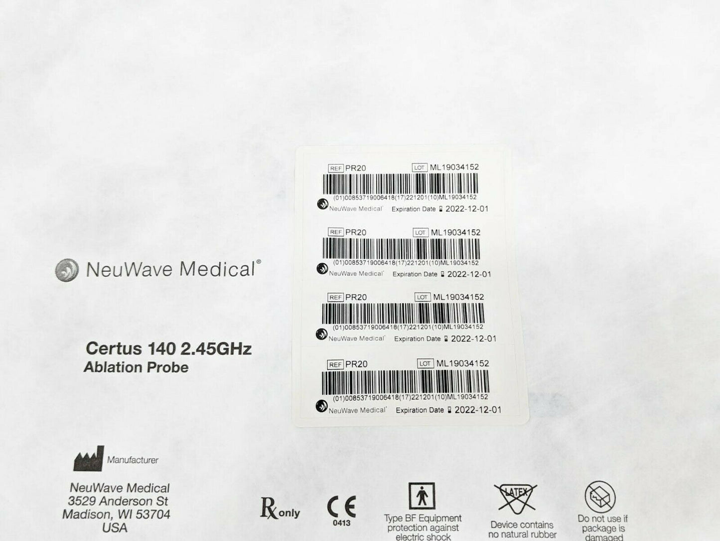 NeuWave Medical Certus 140 2.45GHz Ablation Probe - REF PR20 EXP 12/2022