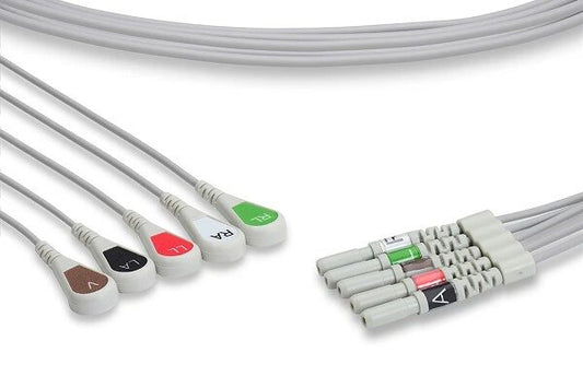 DIN Style Compatible ECG Leadwire 5 Leads Snap
