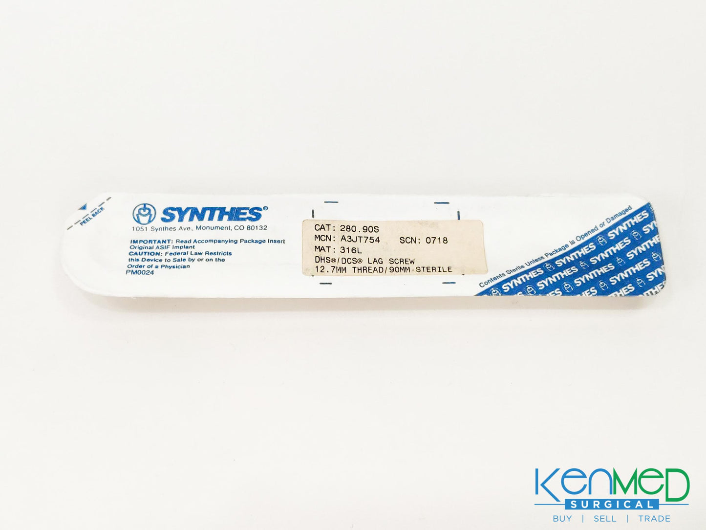 Synthes 280.90S DHS/DCS Lag Screw 12.7MM Thread/90MM - Sterile